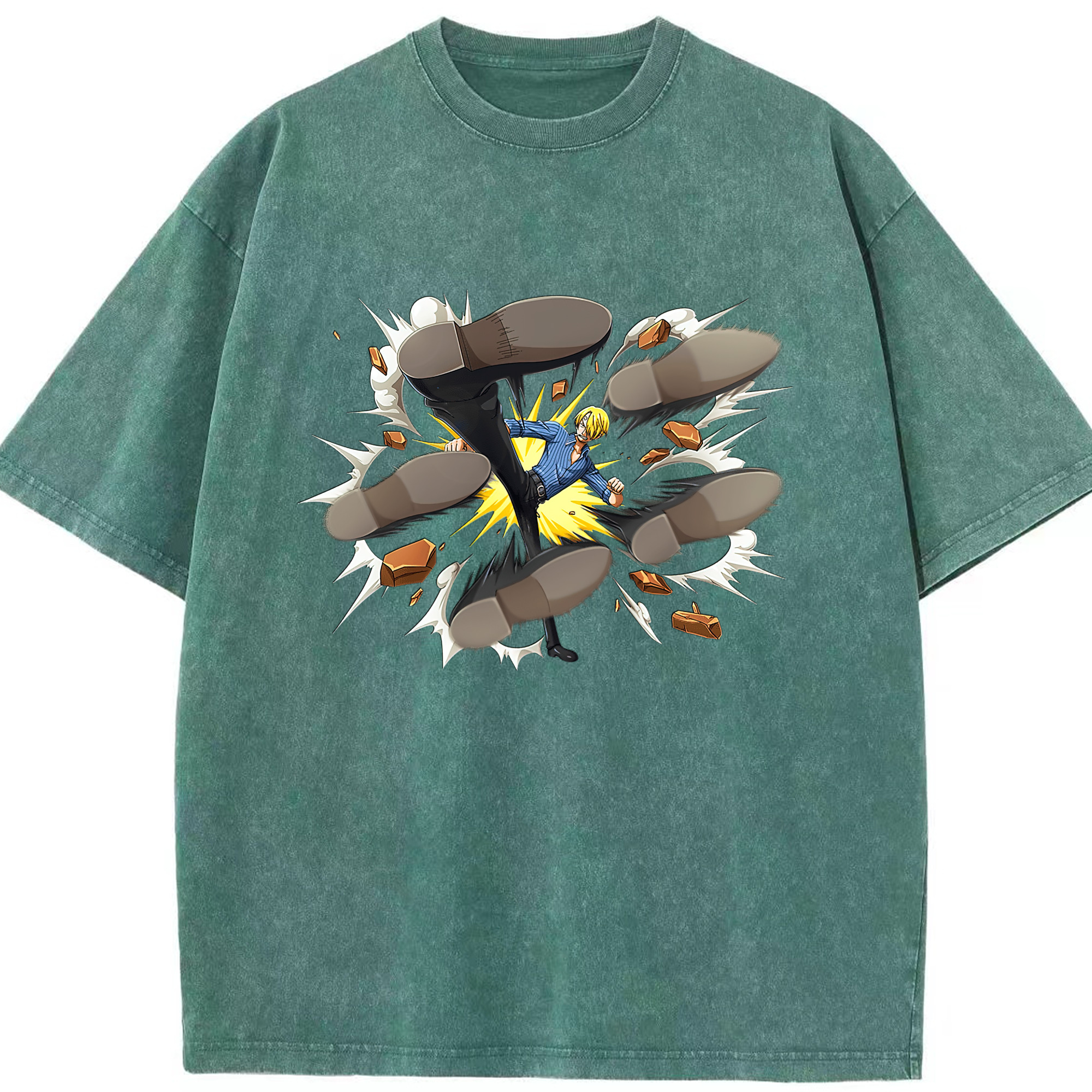 （画像用） ワンピース サンジ ONE PIECE Sanji 綿100% ヴィンテージ風 半袖Tシャツ（フロントプリント）